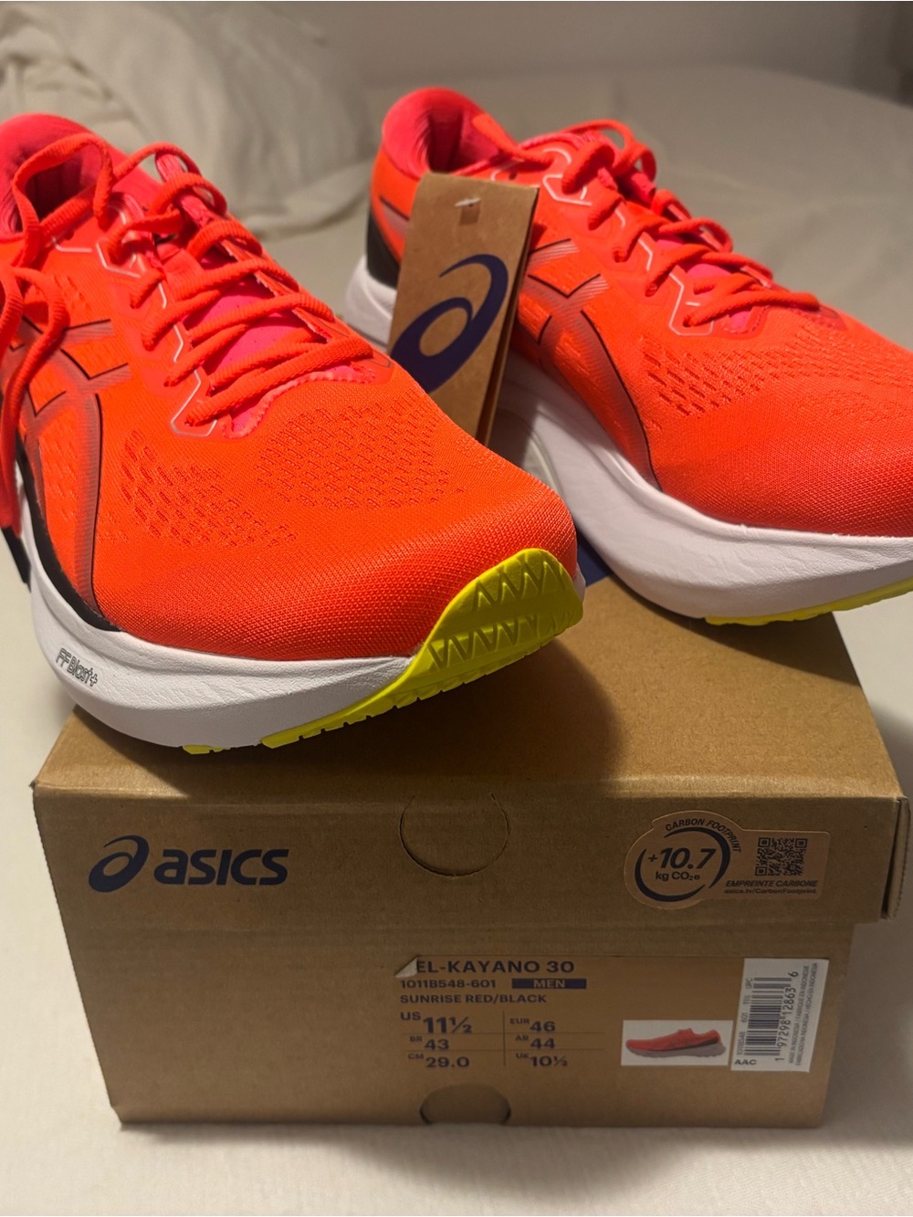 Asics Men's Neon Orange Running Shoes with Yellow Accents